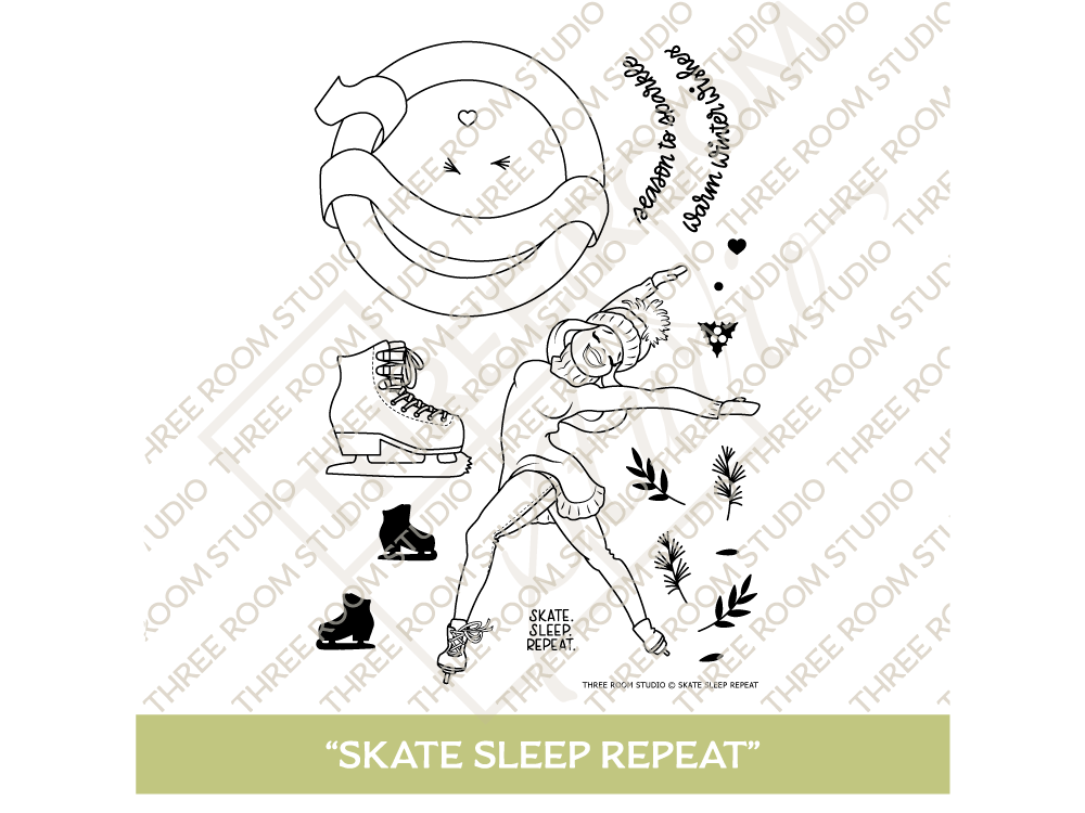 "Skate Sleep Repeat" Clear Stamp Set